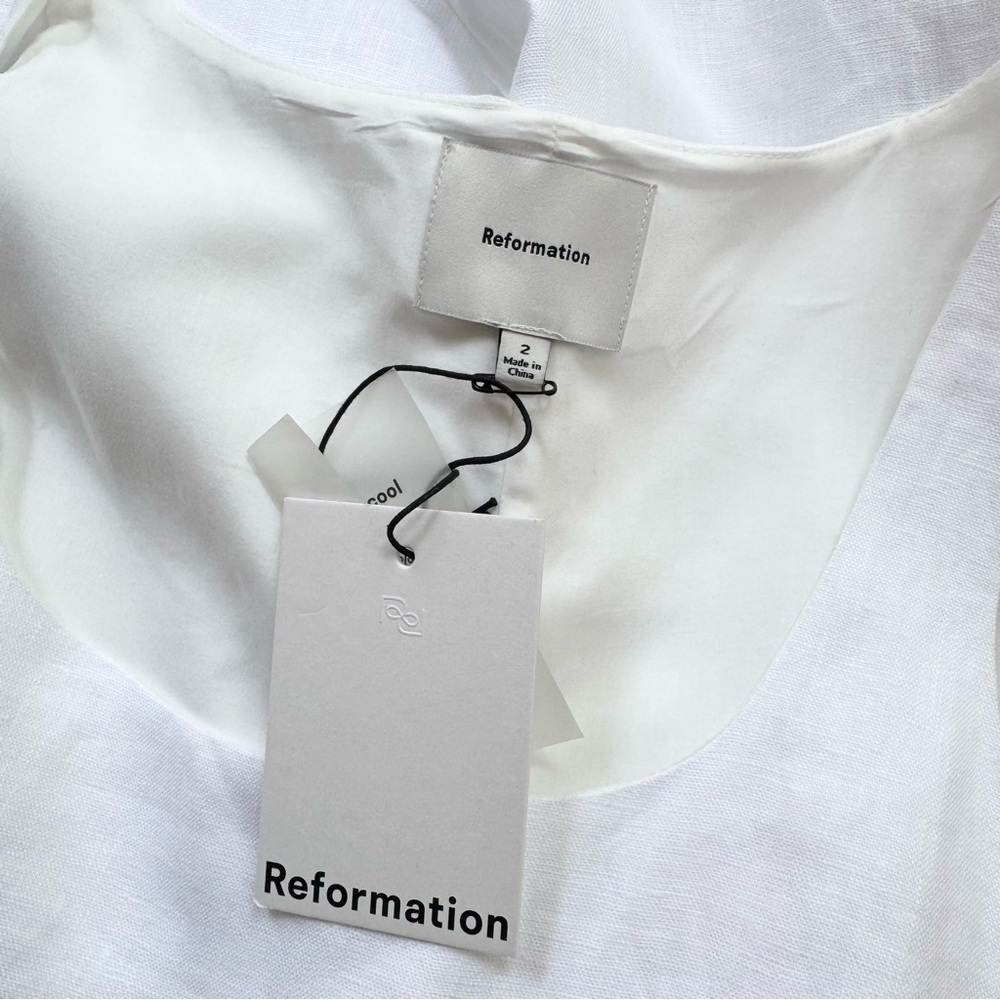 NWT Reformation Hamley Linen Mini Dress White 2 - Picture 15 of 16
